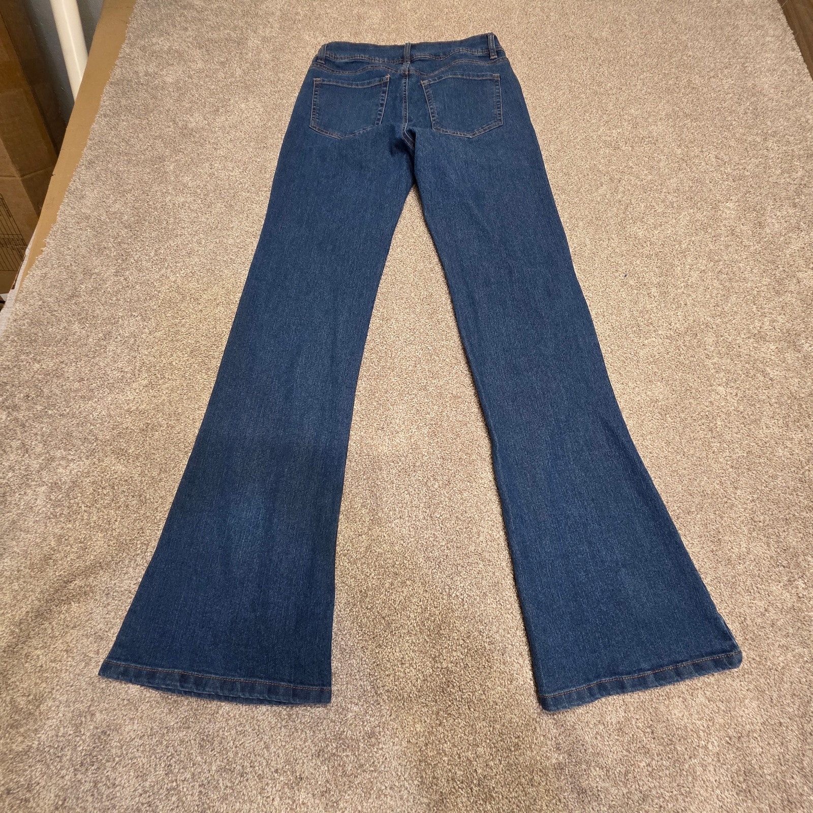 Indie The Flirty Curvy High Rise Flare Bootcut Jeans 7 Indigo Dark Wash Stretch